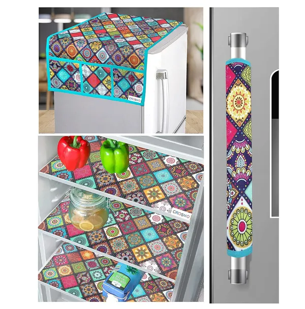 Heavy_Quality_Jute_Refrigerator_Cover_Set_with_6_Utility_Pockets_&_4_Fridge_Mats_&1_Handle_Cover_|_Multicolor_Patchwork_Design_|_Durable_Fridge_Top_Cover_for_Kitchen_Organization