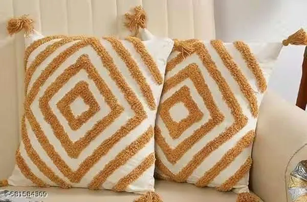 Boho_Geometric_Tufted_Cushion_Covers_Pack_of_1_|_White_&_Mustard_Yellow_Diamond_Pattern_with_Tassels_|_16x16_Inch_Decorative_Throw_Pillow_Covers_for_Sofa,_Living_Room_&_Bedroom