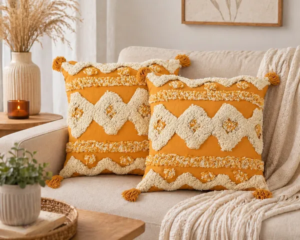 Boho_Geometric_Tufted_Cushion_Covers_Set_of_2_|_White_&_Mustard_Yellow_Diamond_Pattern_with_Tassels_|_16x16_Inch_Decorative_Throw_Pillow_Covers_for_Sofa,_Living_Room_&_Bedroom