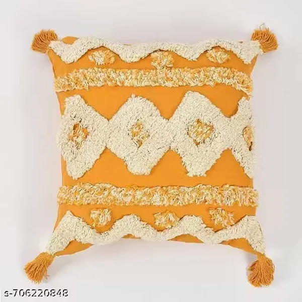 Boho_Geometric_Tufted_Cushion_Covers_Set_of_2_|_White_&_Mustard_Yellow_Diamond_Pattern_with_Tassels_|_16x16_Inch_Decorative_Throw_Pillow_Covers_for_Sofa,_Living_Room_&_Bedroom