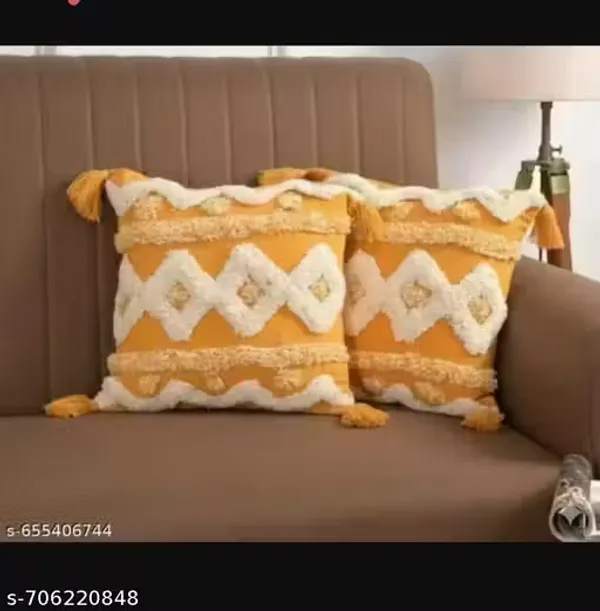 Boho_Geometric_Tufted_Cushion_Covers,_Pack_of_1_|_White_&_Mustard_Yellow_Diamond_Pattern_with_Tassels_|_16x16_Inch_Decorative_Throw_Pillow_Covers_for_Sofa,_Living_Room_&_Bedroom