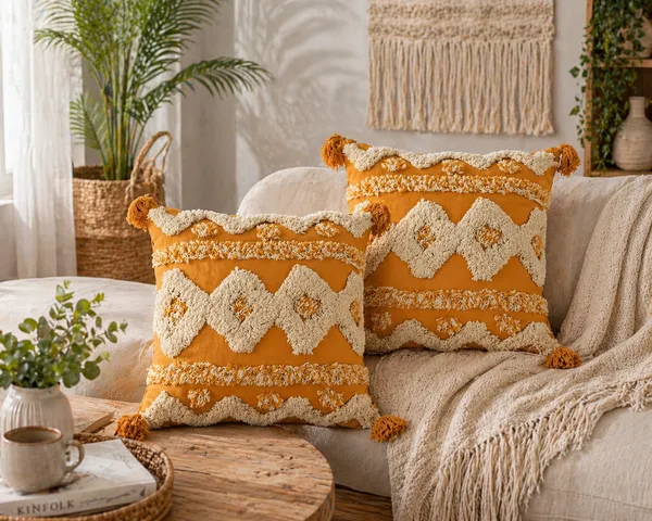 Boho_Geometric_Tufted_Cushion_Covers,_Pack_of_1_|_White_&_Mustard_Yellow_Diamond_Pattern_with_Tassels_|_16x16_Inch_Decorative_Throw_Pillow_Covers_for_Sofa,_Living_Room_&_Bedroom