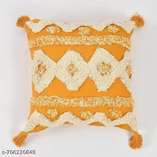 Boho_Geometric_Tufted_Cushion_Covers,_Pack_of_1_|_White_&_Mustard_Yellow_Diamond_Pattern_with_Tassels_|_16x16_Inch_Decorative_Throw_Pillow_Covers_for_Sofa,_Living_Room_&_Bedroom