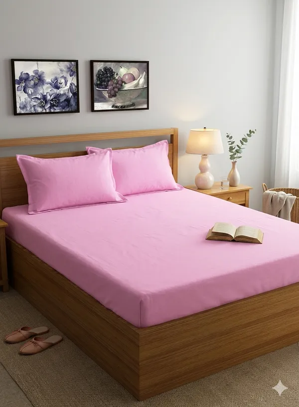 Double_Bedsheet_with_2_Pillow_Covers_(90x100_Inch)_|_100%_Cotton_Pink_Bedsheet_Set_|_Soft,_Breathable_&_Skin-Friendly_Bedding_for_Bedroom_|_Premium_Quality