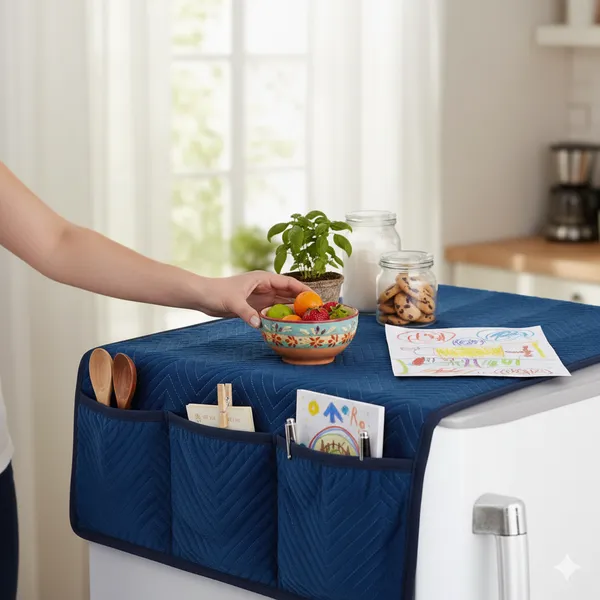 Pack_of_1_Self_Design_velvet_Fridge_Top_Cover_with_Side_Pockets_|_Refrigerator_Top_Cover_|_Washable_Soft_Fabric_|_6_Utility_Storage_Pockets_|_Dust_&_Scratch_Protection