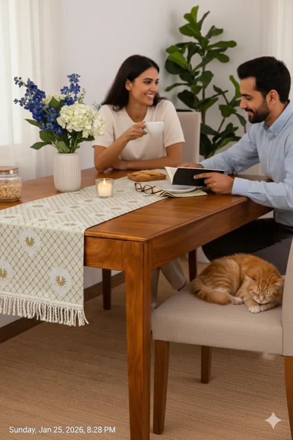 Foil_Print_Table_Runner_1_Pc_(72_x_13_Inch)_|_Premium_Fabric_with_Back_Lining_&_Lace_Tassels_|_Elegant_Table_Runner_for_4_&_6_Seater_Dining,_Center_&_Coffee_Table-Cream_/_Off-White_Base_with_Gold_Foil_Print
