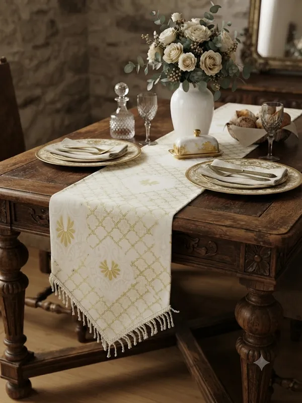 Golden_Foil_Print_Table_Runner_with_Border_Lace_–_12_x_73_Inch,_with_back_side_cotton_lining-Golden