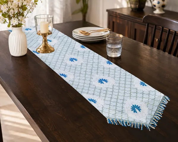 Golden_Foil_Print_Table_Runner_with_Border_Lace_–_12_x_73_Inch,_with_back_side_cotton_lining-Light_Blue