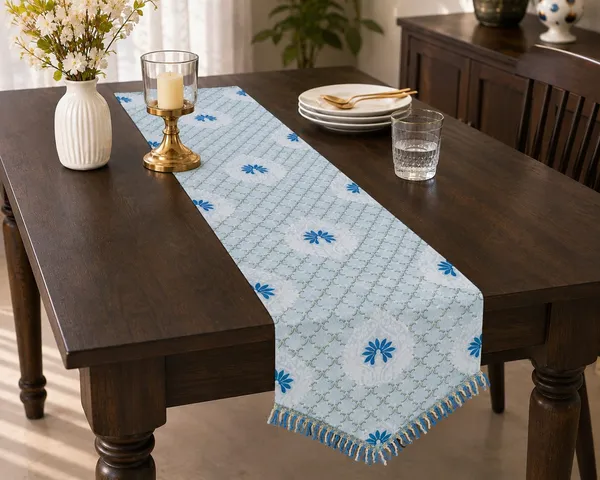 Golden_Foil_Print_Table_Runner_with_Border_Lace_–_12_x_73_Inch,_with_back_side_cotton_lining-Light_Blue