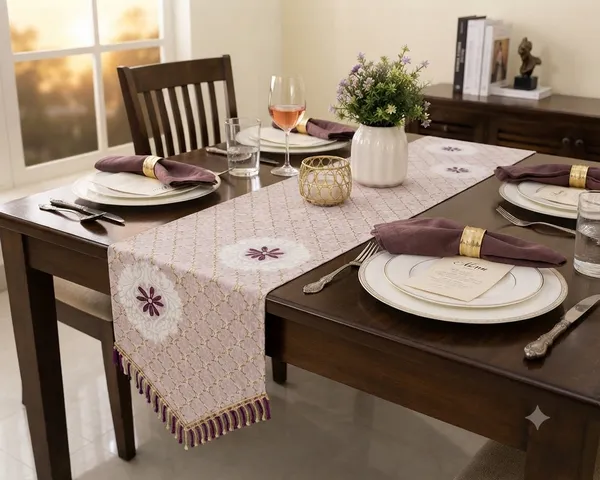 Golden_Foil_Print_Table_Runner_with_Border_Lace_–_12_x_73_Inch,_with_back_side_cotton_lining-Purple