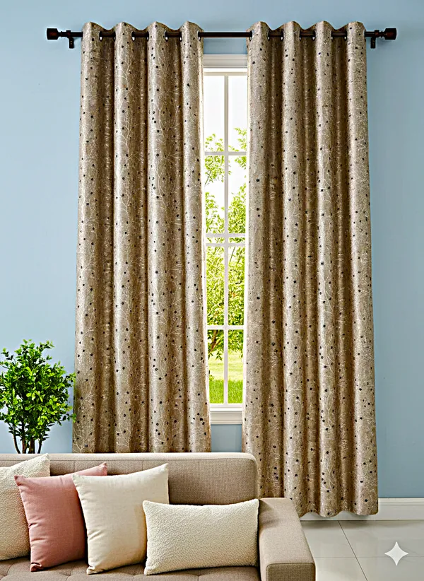 Foil_Print_Room_Darkening_Curtains_|_Yellow_Golden_with_Gold_Floral_Design_|_4_x_7_Ft_(48_x_84_Inches)_|_Set_of_2_Panels