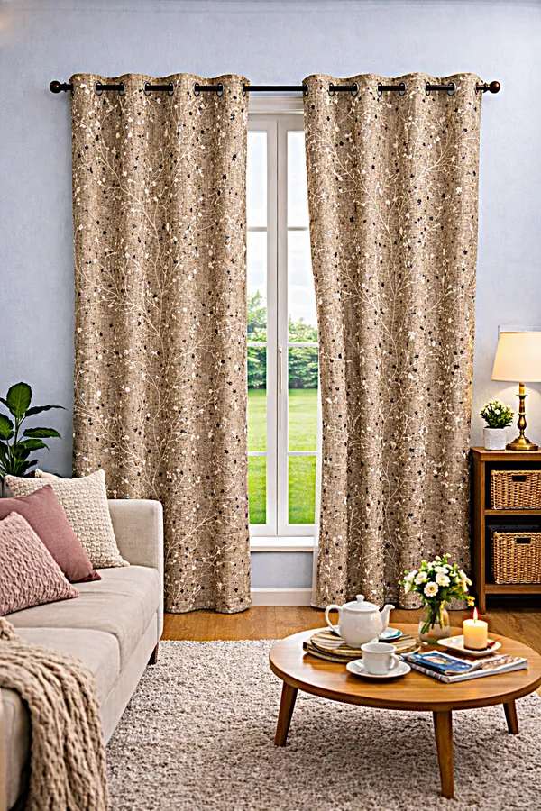 Foil_Print_Room_Darkening_Curtains_|_Yellow_Golden_with_Gold_Floral_Design_|_4_x_7_Ft_(48_x_84_Inches)_|_Set_of_2_Panels