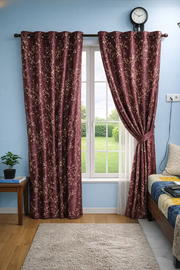Foil_Print_Room_Darkening_Curtains_|_Wine_Maroon_with_Gold_Floral_Design_|_4_x_7_Ft_(48_x_84_Inches)_|_Set_of_2_Panels