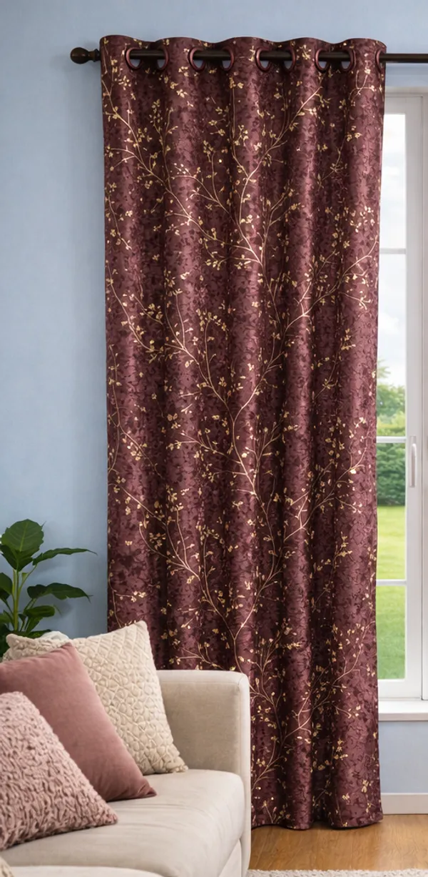 Foil_Print_Room_Darkening_Curtains_|_Wine_Maroon_with_Gold_Floral_Design_|_4_x_7_Ft_(48_x_84_Inches)_|_Set_of_2_Panels