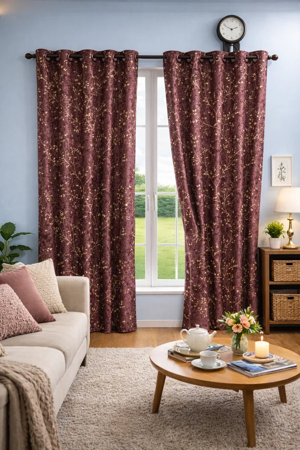 Foil_Print_Room_Darkening_Curtains_|_Wine_Maroon_with_Gold_Floral_Design_|_4_x_7_Ft_(48_x_84_Inches)_|_Set_of_2_Panels