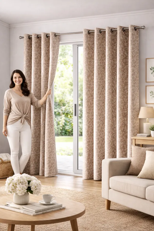 Heavy_Knitting_Print_Door_Curtain_Set_(2_Pieces)_|_Beige_Textured_Design_|_4_x_7_Feet