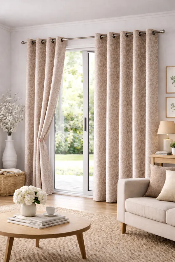 Heavy_Knitting_Print_Door_Curtain_Set_(2_Pieces)_|_Beige_Textured_Design_|_4_x_7_Feet