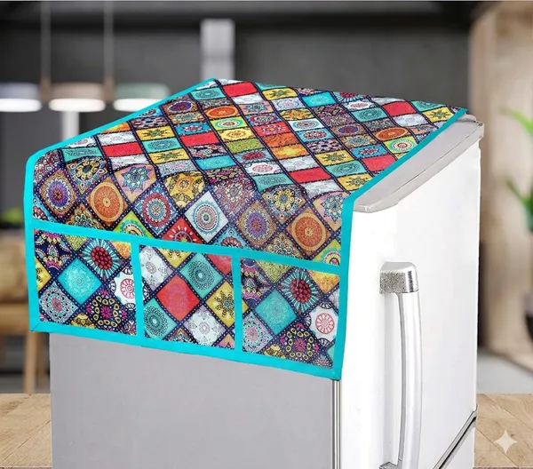 Heavy_Quality_Jute_Refrigerator_Cover_Set_with_6_Utility_Pockets_&_4_Fridge_Mats_&1_Handle_Cover_|_Multicolor_Patchwork_Design_|_Durable_Fridge_Top_Cover_for_Kitchen_Organization