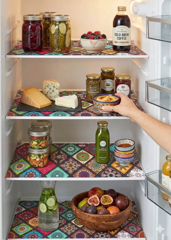 Heavy_Quality_Jute_Refrigerator_Cover_Set_with_6_Utility_Pockets_&_4_Fridge_Mats_&1_Handle_Cover_|_Multicolor_Patchwork_Design_|_Durable_Fridge_Top_Cover_for_Kitchen_Organization