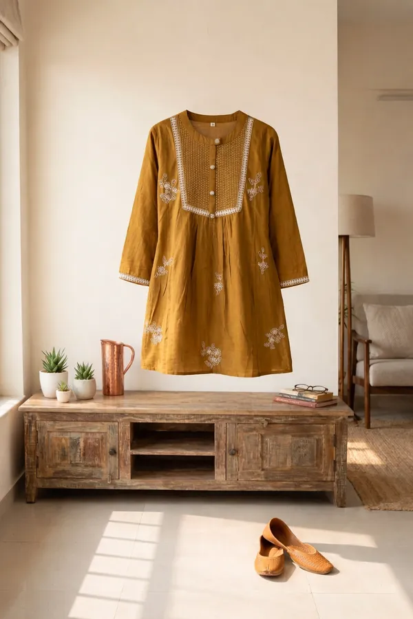 Mustard_Cotton_Short_Kurti_for_Women_|_Embroidered_Yoke_Design_|_Casual_A-Line_Tunic_Top_(1_Pc)