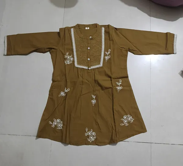 Mustard_Cotton_Short_Kurti_for_Women_|_Embroidered_Yoke_Design_|_Casual_A-Line_Tunic_Top_(1_Pc)