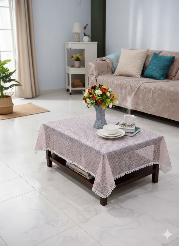 Net_Fabric_Center_Table_Cover_36x48_Inch_|_Elegant_Lace_Border_Table_Cover_|_Blush_Pink_Geometric_Design_Decorative_Cover_for_Living_Room
