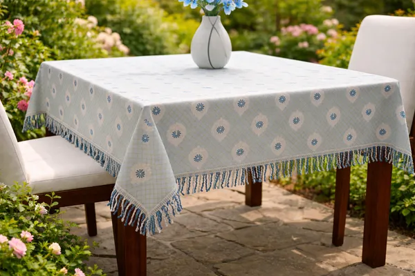 Foil_Print_Table_Cover_36x48_Inch_(1_Pc)_|_Light_Blue_with_Gold_Print,_suitable_for_center_table,_coffee_table,_and_small_dining_tables