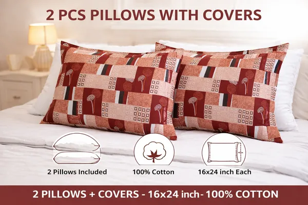 Pack_of_2_Cotton_Pillow_Cover_Set_(16x24_Inch)_with_Pillow_|_Premium_Printed_Cotton_Takiya_Covers_|_Geometric_Floral_Block_Print_in_Rust_Brown_&_Beige_|_Soft,_Breathable_Pillow_Covers_for_Bed,_Sofa_&_Diwan