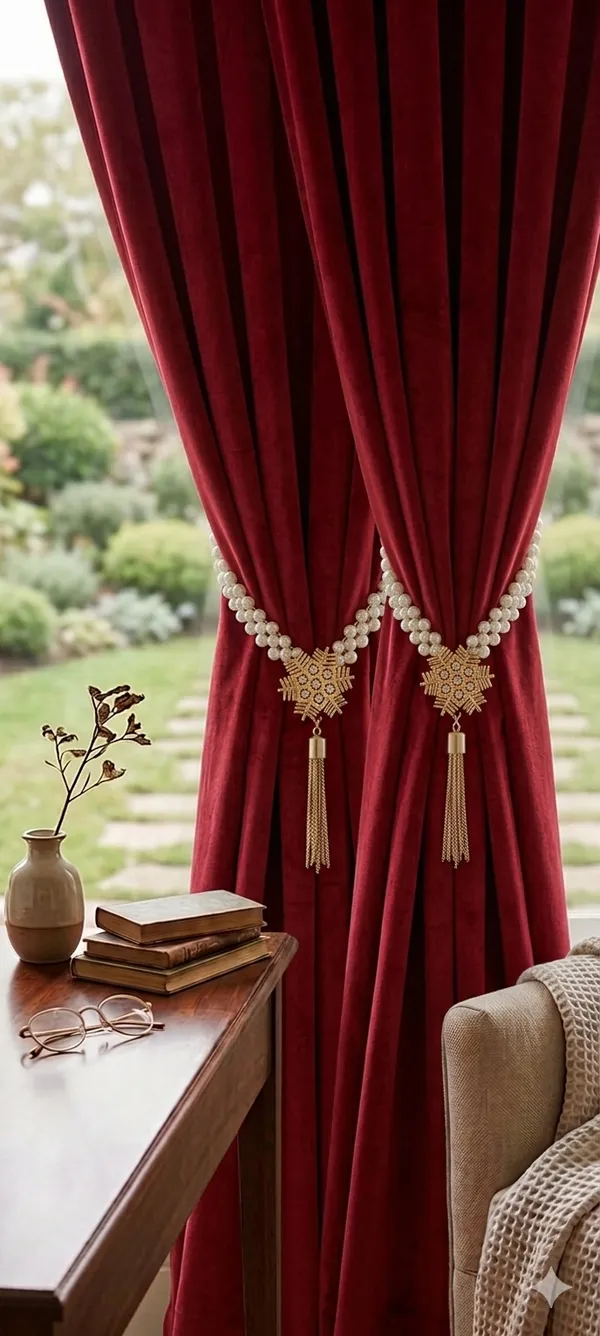 Premium_Burgundy_Pearl_Curtain_Tieback_with_Gold_Floral_Tassel_|_Elegant_Decorative_Curtain_Holdback_with_Back_Hook_|_Luxury_Tie_Back_for_Heavy_Drapes_&_Curtains_(Pack_of_2)