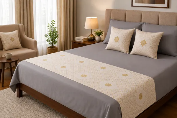 Premium_Golden_Foil_Print_Bed_Runner_with_2_Cushion_Covers_|_3-Piece_Bed_Runner_Set_|_18_x_96_Inch_Bed_Runner_&_16_x_16_Inch_Cushion_Covers