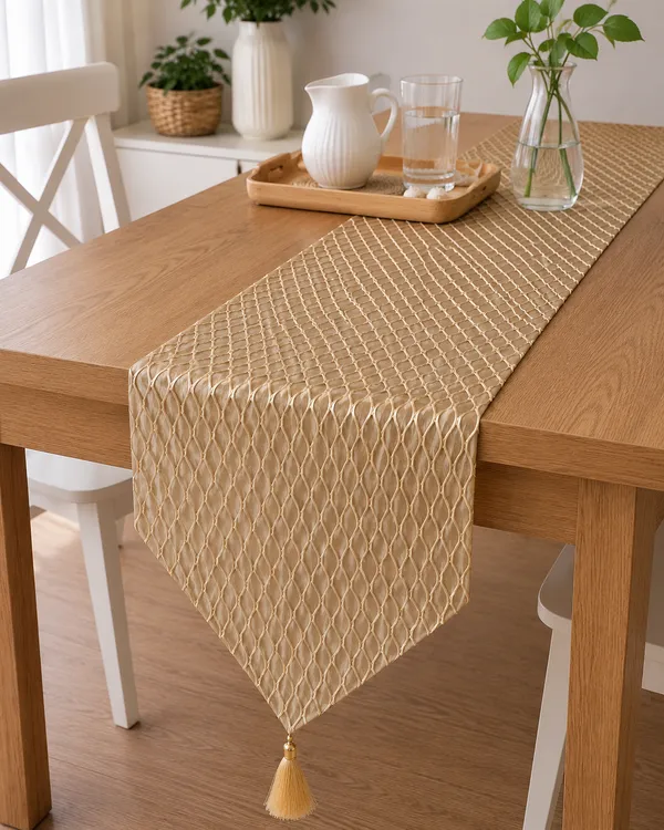Premium_Golden_Net_Table_Runner_with_Back_Lining_&_Tassels_|_13_x_73_Inch_|_Elegant_Wave-Like_Pattern_|_Decorative_Runner_for_Center,_Coffee_&_Dining_Table_|_1_Piece
