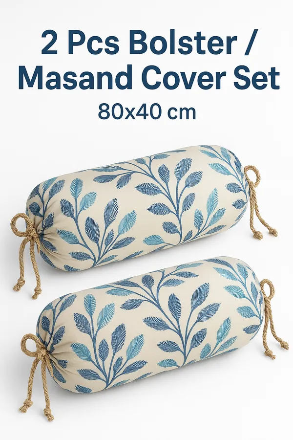 Pack_of_2_Heavy_Knitting_Bolster_Cover_|_80_x_40_cm_|_Blue_Leaf_Print_Masand_Pillow_Covers_|_Premium_Bolster_Cushion_Covers_for_Diwan,_Sofa_&_Bed