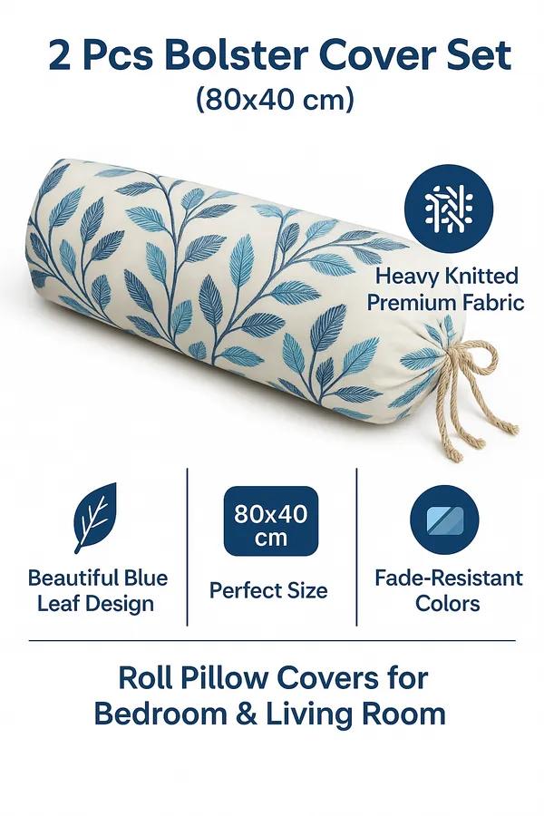 Pack_of_2_Heavy_Knitting_Bolster_Cover_|_80_x_40_cm_|_Blue_Leaf_Print_Masand_Pillow_Covers_|_Premium_Bolster_Cushion_Covers_for_Diwan,_Sofa_&_Bed