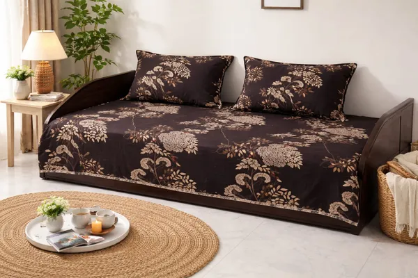 Soft_Cotton_Feel_Dark_Brown_Floral_Print_1_Bedsheet_70x100_Inch_with_2_Pillow_Covers_|_Stylish_Single_Bed_&_Dewan_Bedsheet