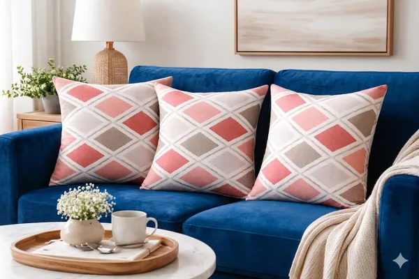 100%_Cotton_Cushion_Cover_Set_of_3_(16x16_Inch)_|_Reversible_Pink_&_Beige_Geometric_Diamond_Design_|_Soft_Decorative_Sofa_Pillow_Covers_with_Hidden_Zipper_|_Premium_Home_Décor