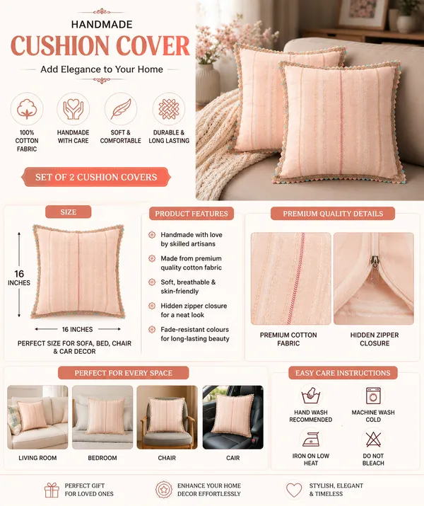 Handmade_Soft_Premium_Cotton_Fabric_Light_Peach_Cream_Cushion_Cover_with_Multicolor_Border_Lace_|_16_x_16_Inch_|_Hidden_Zipper_|_Decorative_Sofa_&_Bed_Pillow_Cover_|_Set_of_2_|_Vintage_House