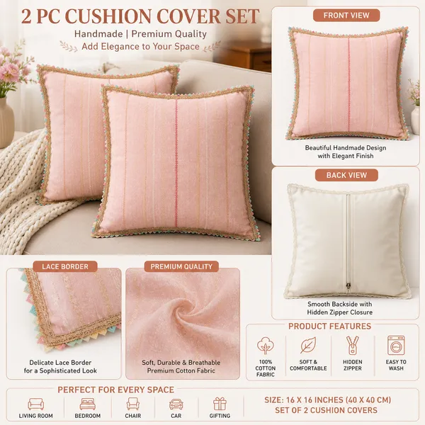 Handmade_Soft_Premium_Cotton_Fabric_Light_Peach_Cream_Cushion_Cover_with_Multicolor_Border_Lace_|_16_x_16_Inch_|_Hidden_Zipper_|_Decorative_Sofa_&_Bed_Pillow_Cover_|_Set_of_2_|_Vintage_House