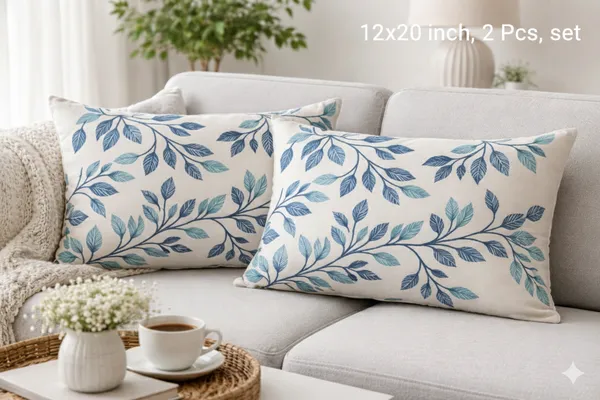 Pack_of_2_Heavy_Knitting_Pillow_Cover_|_12_x_20_Inch_|_Blue_Leaf_Vine_Floral_Print_on_Off-White_|_Premium_Cotton_Pillow_Covers_for_Bed,_Sofa_&_Diwan