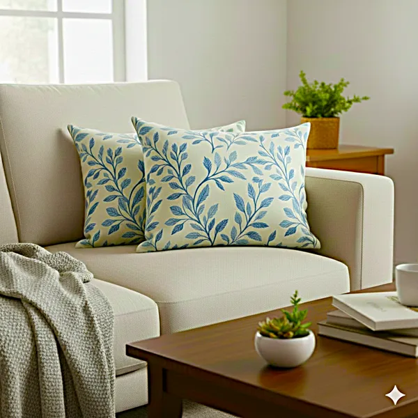 Pack_of_2_Heavy_Knitting_Pillow_Cover_|_12_x_20_Inch_|_Blue_Leaf_Vine_Floral_Print_on_Off-White_|_Premium_Cotton_Pillow_Covers_for_Bed,_Sofa_&_Diwan