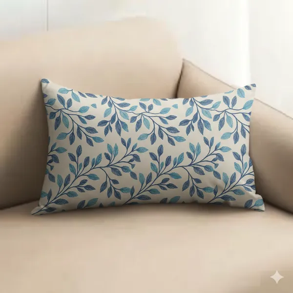 Pack_of_2_Heavy_Knitting_Pillow_Cover_|_12_x_20_Inch_|_Blue_Leaf_Vine_Floral_Print_on_Off-White_|_Premium_Cotton_Pillow_Covers_for_Bed,_Sofa_&_Diwan