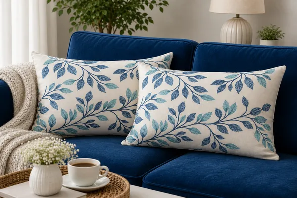 Pack_of_2_Heavy_Knitting_Pillow_Cover_|_12_x_20_Inch_|_Blue_Leaf_Vine_Floral_Print_on_Off-White_|_Premium_Cotton_Pillow_Covers_for_Bed,_Sofa_&_Diwan
