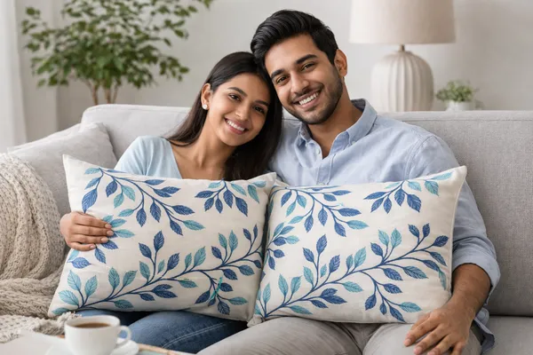 Pack_of_2_Heavy_Knitting_Pillow_Cover_|_12_x_20_Inch_|_Blue_Leaf_Vine_Floral_Print_on_Off-White_|_Premium_Cotton_Pillow_Covers_for_Bed,_Sofa_&_Diwan