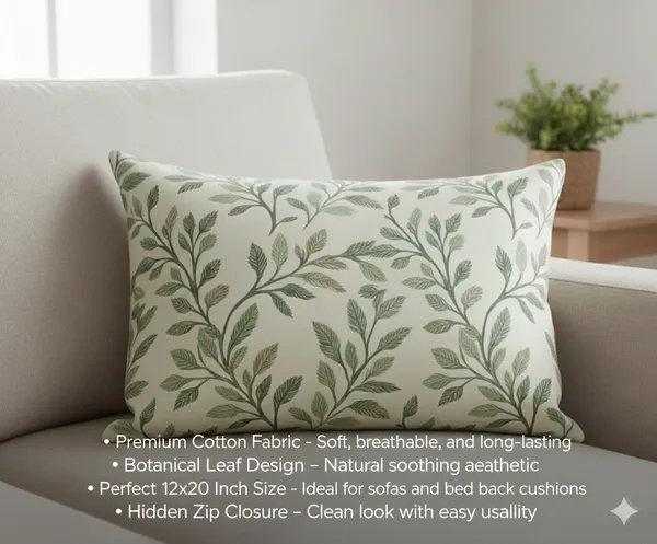 Pack_of_2_Heavy_Knitting_Pillow_Cover_|_12_x_20_Inch_|_Green_Leaf_Vine_Floral_Print_|_Premium_Cotton_Pillow_Covers_for_Bed,_Sofa_&_Diwan