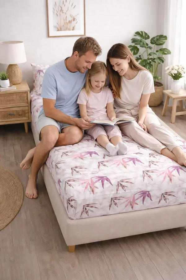 100%_Cotton_Printed_Bedsheet_(5x7_Ft.)_with_1_Pillow_Cover_|_Soft_&_Breathable_Single_Size_Bed_Sheet_|_For_single_bed_and_Dewan_I_Pink_&_Brown_Leaf_Design_on_Light_Grey_Base