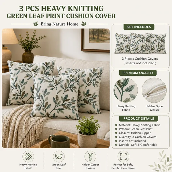 Green_Heavy_Knitting_Leaf_Print_Cushion_Covers_|_Decorative_Pillow_Covers_For_Sofa_&_Bed_|_Latest_Trending_Reversible_With_Hidden_Zip_|_Soft_Durable_Fabric_For_Home_Decor