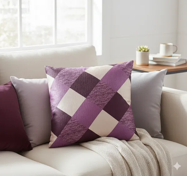 geometric_checkered_pattern,_purple,_lavender,_Cushion_Covers_Decorative_Throw_Pillow_Cases_For_Sofa,_Couch_&_Bed_Premium_With_Hidden_Zip_Closure_For_Living_Room_&_Bedroom_Decor