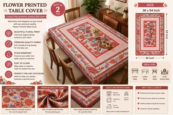 Pack_of_2_Flower_Printed_Fabric_Table_Cover_36x54_Inch_|_Luxurious_Transparent_Tablecloth_for_Center_Table,_Coffee_Table_&_Side_Table_|_Elegant_Floral_Home_Décor