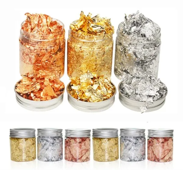 Gold_&_Silver_&_Rose_Gold_Leaf_Flakes_With_Tweezers__Bottle_For_Cake_Decorations,_Arts_&_Crafts._Each_Bottle_Contains_5G_Of_Stunning_Metallic_Flakes_For_Creative_Projects_(Set_of_3)