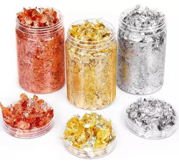 Gold_&_Silver_&_Rose_Gold_Leaf_Flakes_With_Tweezers__Bottle_For_Cake_Decorations,_Arts_&_Crafts._Each_Bottle_Contains_5G_Of_Stunning_Metallic_Flakes_For_Creative_Projects_(Set_of_3)