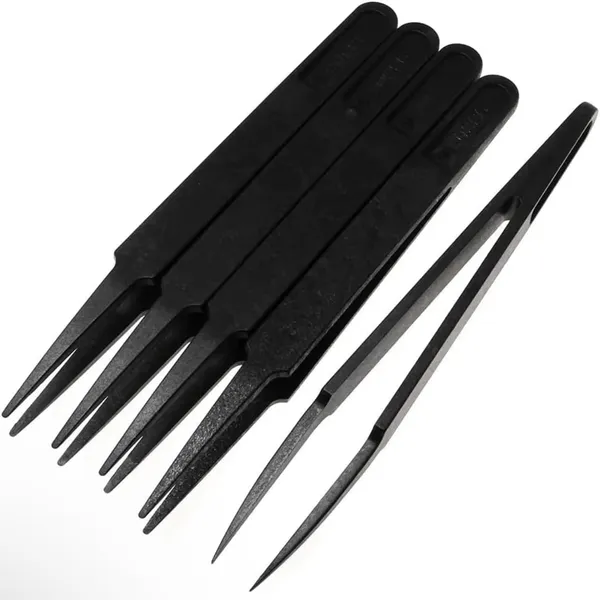 Black_Non-Magnetic_Esd_Safe_Anti-Static_Plastic_Tweezers_(Powdered_Coated)_(Pack_Of_40)